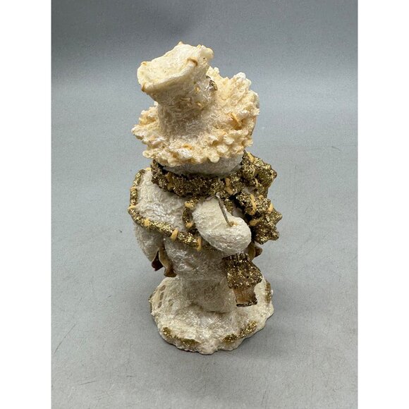 Vintage Bobbly head Snowman Figurine with Gold Accents & Birdhouse Used READ - Picture 4 of 7